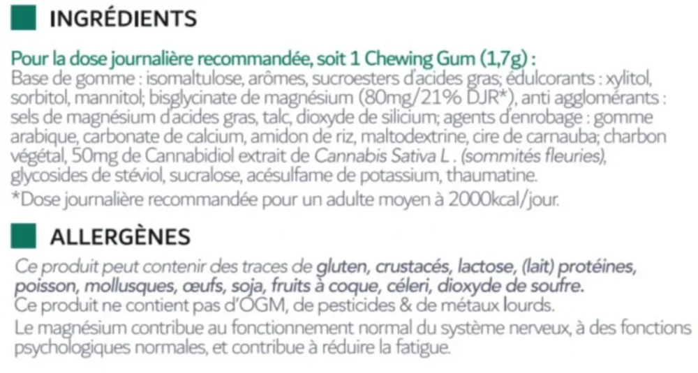 Chewing-Gum CBD + Magnésium Menthe HexaZEN – Image 4