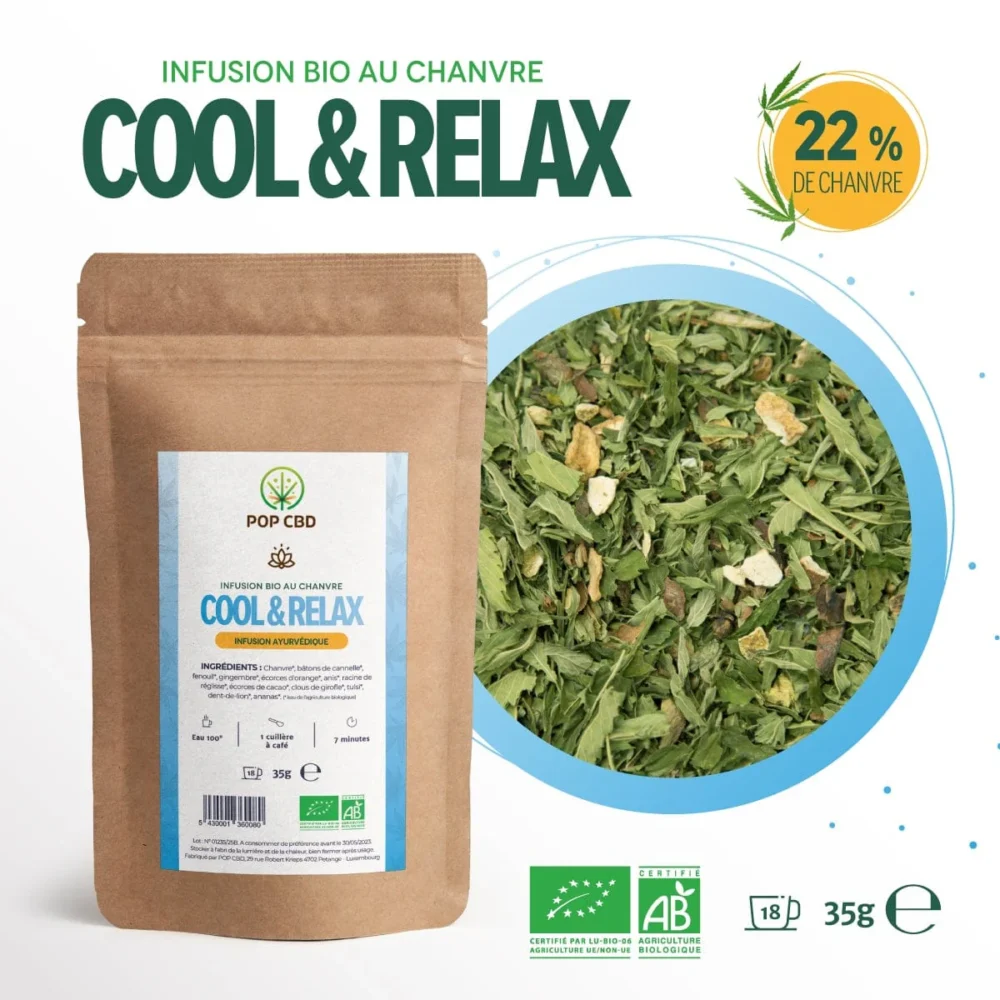 Pack 3 Infusions Bio Cool & Relax, Vitalité, Thé Vert Détox, au Chanvre CBD – Image 2